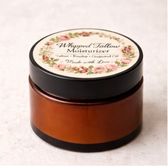 Whipped Tallow Face Cream – Grass-Fed, 4 oz Natural Moisturizer-Rose Scented